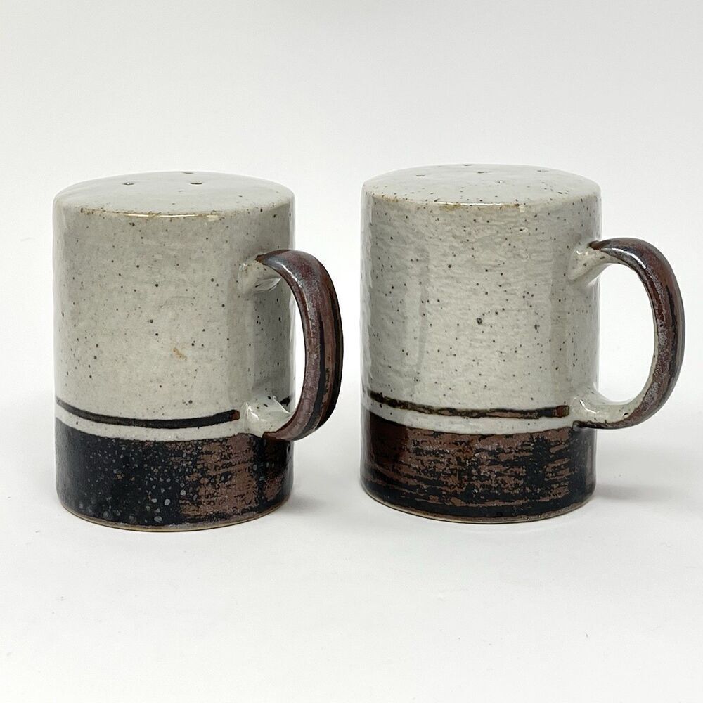 Otagiri Sierra 3.75" Speckled Stoneware Salt & Pepper Shakers Japan Vintage